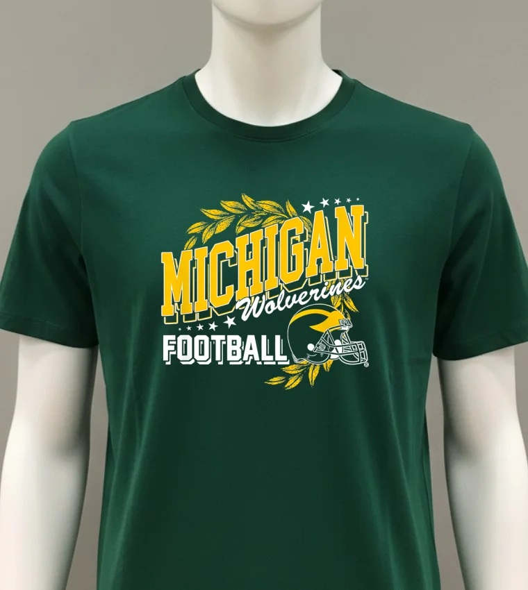 University Of Michigan Wolverines U Of M Football Shirt - green-shirt University Of Michigan Wolverines U Of M Football Shirt Green Shirt 1