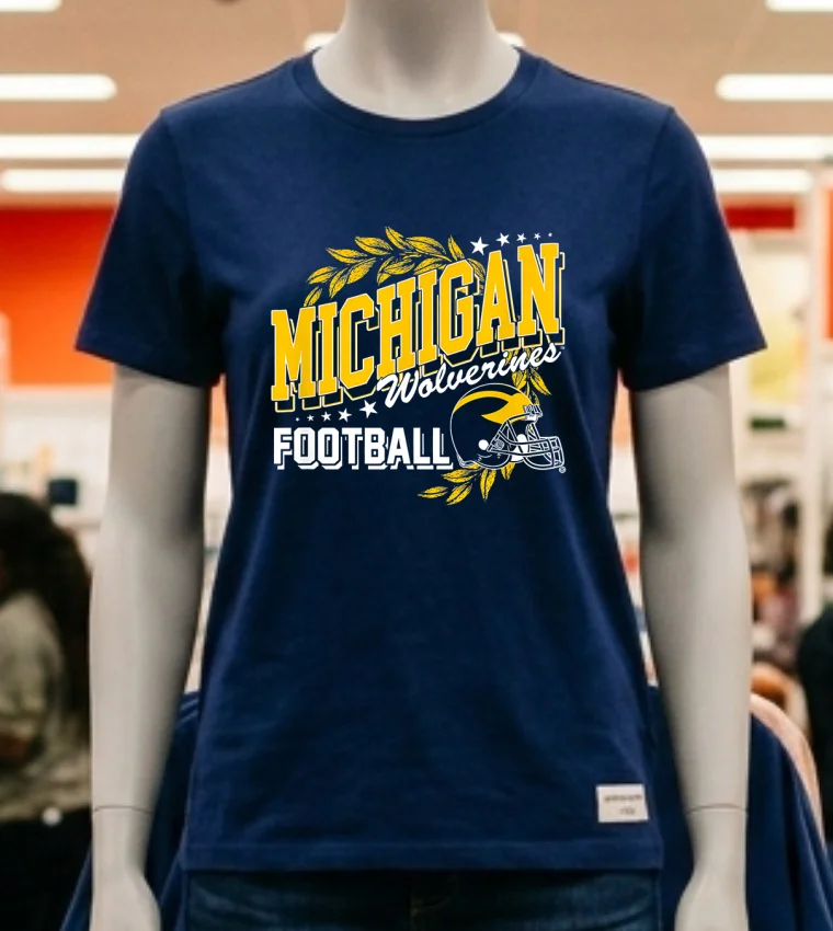 University Of Michigan Wolverines U Of M Football Shirt - navy-shirt University Of Michigan Wolverines U Of M Football Shirt Navy Shirt 1