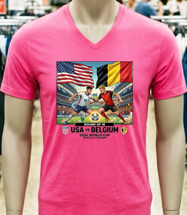 Usa Vs Belgium In The 2026 World Cup T Shirt - pink-t-shirt Usa Vs Belgium In The 2026 World Cup T Shirt Pink T Shirt