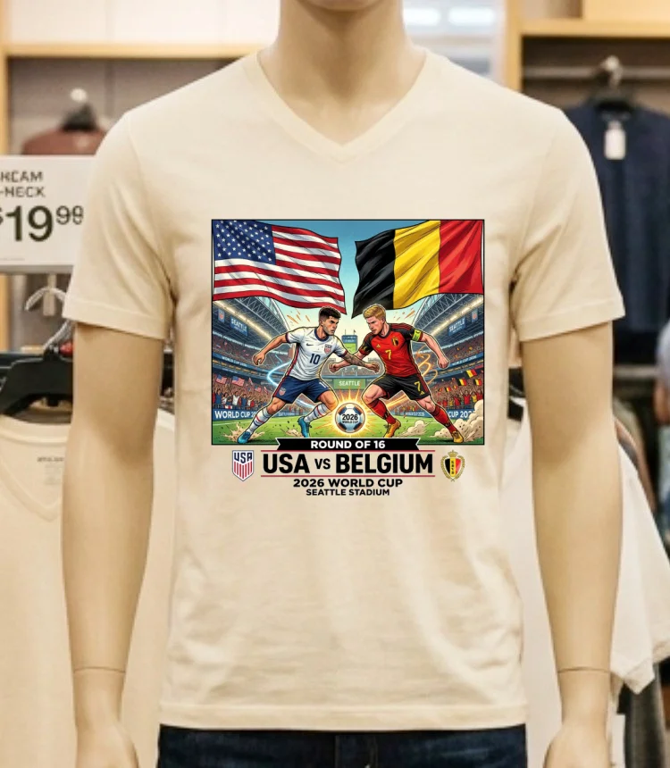 Usa Vs Belgium In The 2026 World Cup T Shirt - white-t-shirt Usa Vs Belgium In The 2026 World Cup T Shirt White T Shirt 1