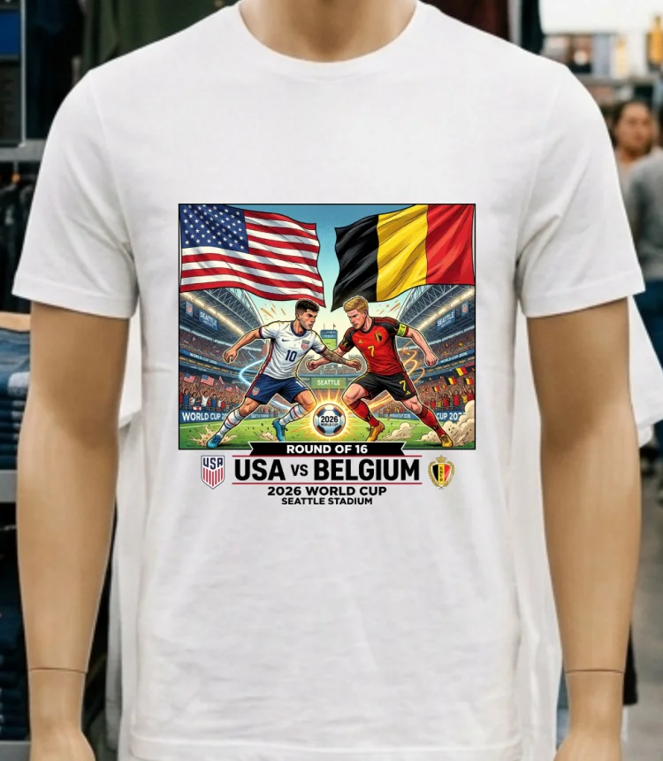 Usa Vs Belgium In The 2026 World Cup T Shirt - white-t-shirt Usa Vs Belgium In The 2026 World Cup T Shirt White T Shirt 4