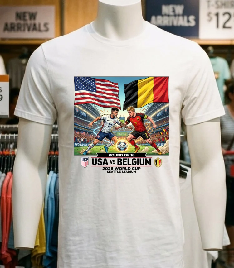 Usa Vs Belgium In The 2026 World Cup T Shirt - white-t-shirt Usa Vs Belgium In The 2026 World Cup T Shirt White T Shirt 5