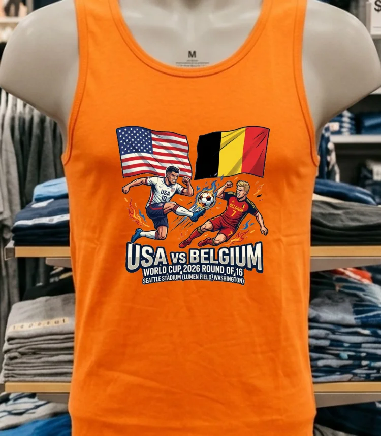 Usa Vs Belgium In The Round Of 16 Of The 2026 World Cup At Seattle Stadium Lumen Field Washington T Shirt Orange Shirt