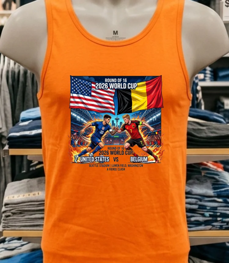 Usa Vs Belgium In The Round Of 16 Of The 2026 World Cup T Shirt Orange Shirt