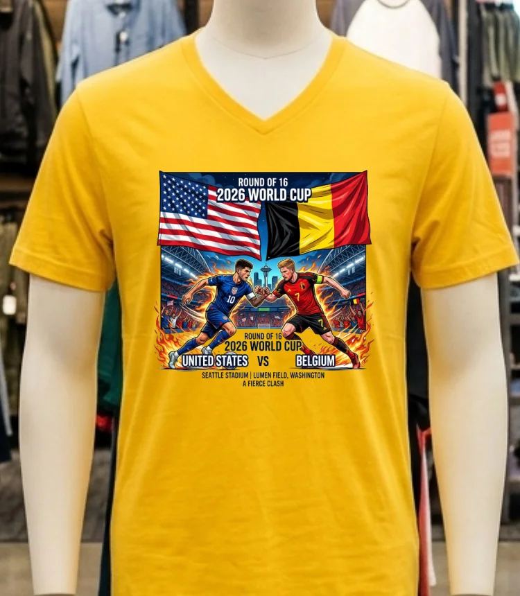 Usa Vs Belgium In The Round Of 16 Of The 2026 World Cup T Shirt Yellow T Shirt