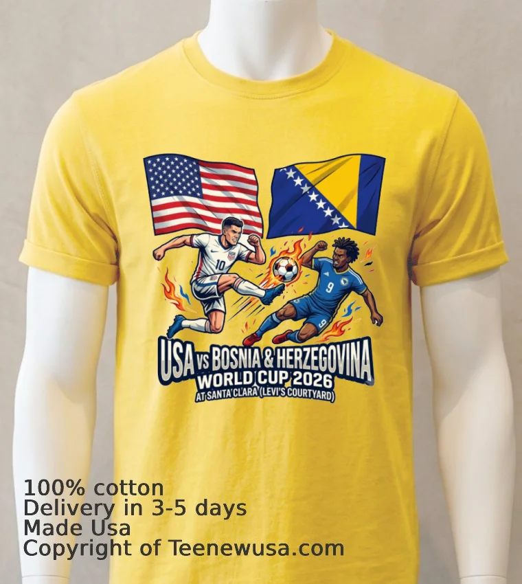 Usa Vs Bosnia Herzegovina World Cup 2026 At Santa Clara Levis Courtyard T Shirt Yellow T Shirt