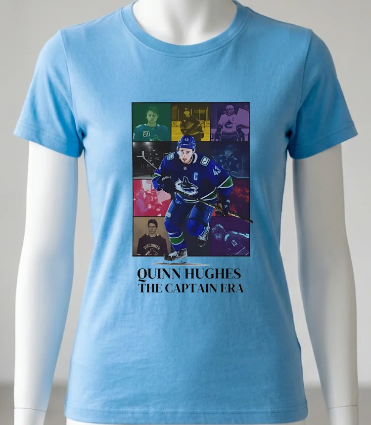 Vancouver Canucks Quinn Hughes The Captain Era Shirt - blue-shirt Vancouver Canucks Quinn Hughes The Captain Era Shirt Blue Shirt