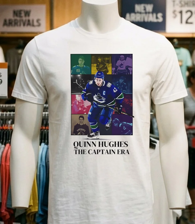 Vancouver Canucks Quinn Hughes The Captain Era Shirt - white-t-shirt Vancouver Canucks Quinn Hughes The Captain Era Shirt White T Shirt 1
