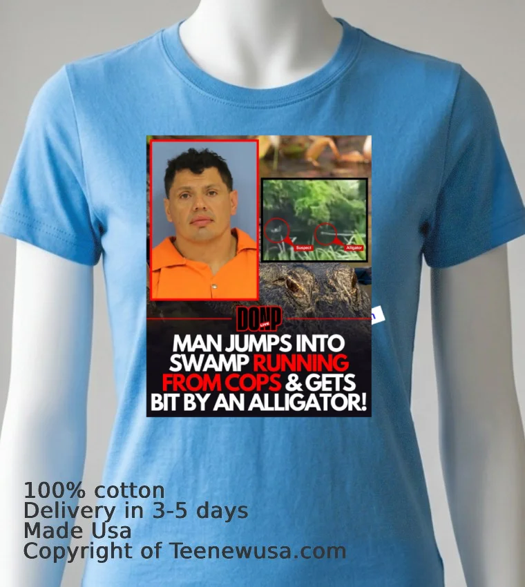 Victor Rivas, 40, Was Attacked By An Alligator While Being Chased By Police T Shirt - blue-shirt Victor Rivas 40 Was Attacked By An Alligator While Being Chased By Police T Shirt Blue Shirt