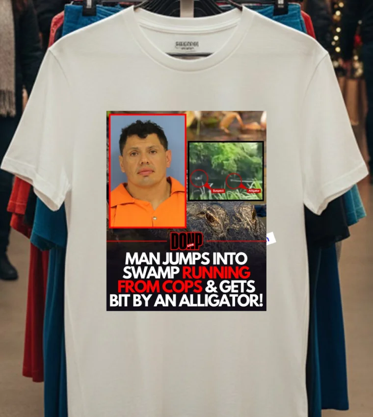 Victor Rivas, 40, Was Attacked By An Alligator While Being Chased By Police T Shirt - white-t-shirt Victor Rivas 40 Was Attacked By An Alligator While Being Chased By Police T Shirt White T Shirt 1