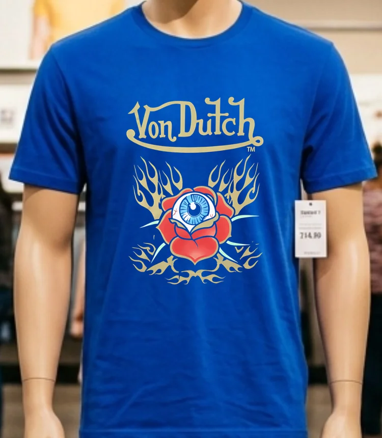 Von Dutch Flying Eye Flames Shirt - blue-shirt Von Dutch Flying Eye Flames Shirt Blue Shirt
