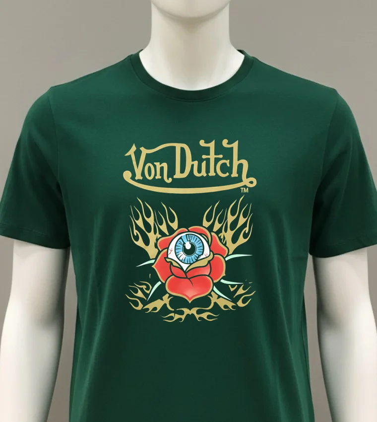Von Dutch Flying Eye Flames Shirt Green Shirt 1