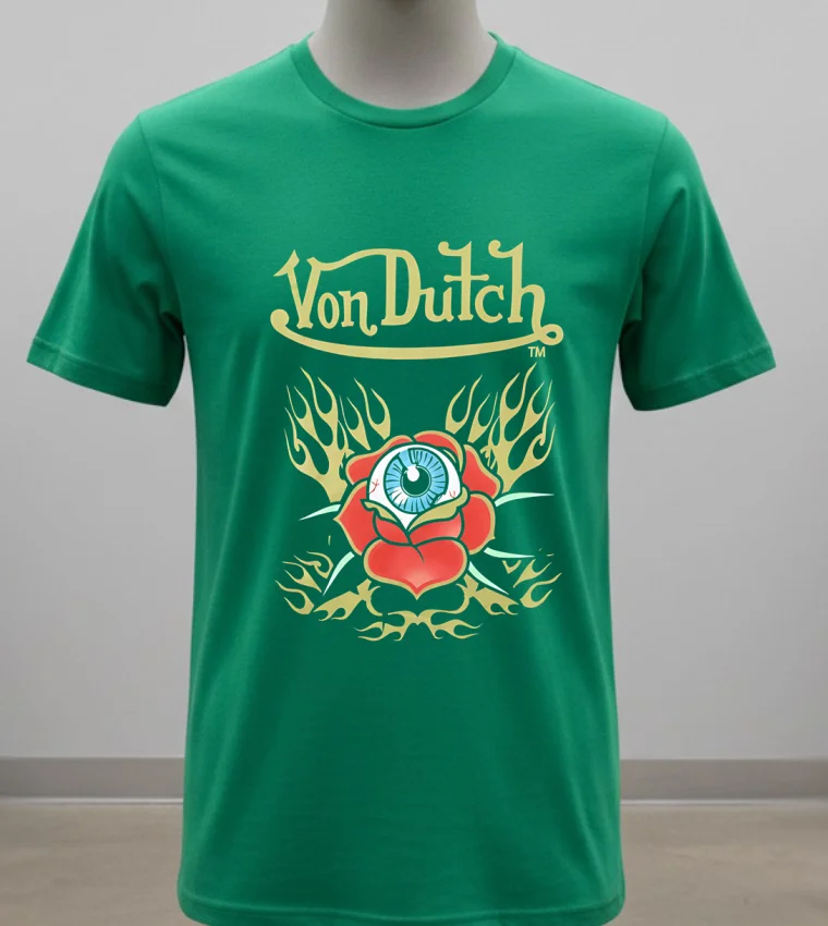 Von Dutch Flying Eye Flames Shirt - green-shirt Von Dutch Flying Eye Flames Shirt Green Shirt
