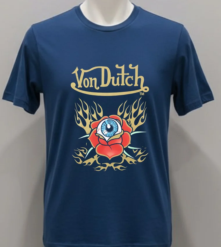Von Dutch Flying Eye Flames Shirt - navy-shirt Von Dutch Flying Eye Flames Shirt Navy Shirt