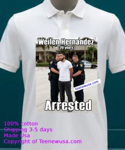 Weilen Hernandez 20 Years Old Residing In Miami Was Arrested In Connection With The Margaritaville Resort In Hollywood T Shirt White T Shirt 23