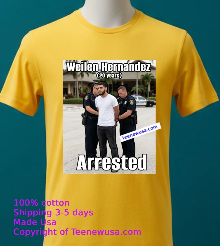 Weilen Hernandez (20 Years Old, Residing In Miami) Was Arrested In Connection With The Margaritaville Resort In Hollywood T Shirt - yellow-t-shirt 2 Weilen Hernandez 20 Years Old Residing In Miami Was Arrested In Connection With The Margaritaville Resort In Hollywood T Shirt Yellow T Shirt 2