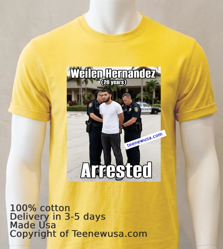 Weilen Hernandez 20 Years Old Residing In Miami Was Arrested In Connection With The Margaritaville Resort In Hollywood T Shirt Yellow T Shirt