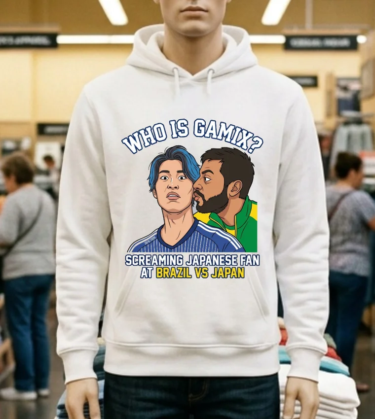 Who Is Gamix The Screaming Japanese Fan At Brazil Vs Japan Match T Shirt - white-t-shirt Who Is Gamix The Screaming Japanese Fan At Brazil Vs Japan Match T Shirt White T Shirt 3