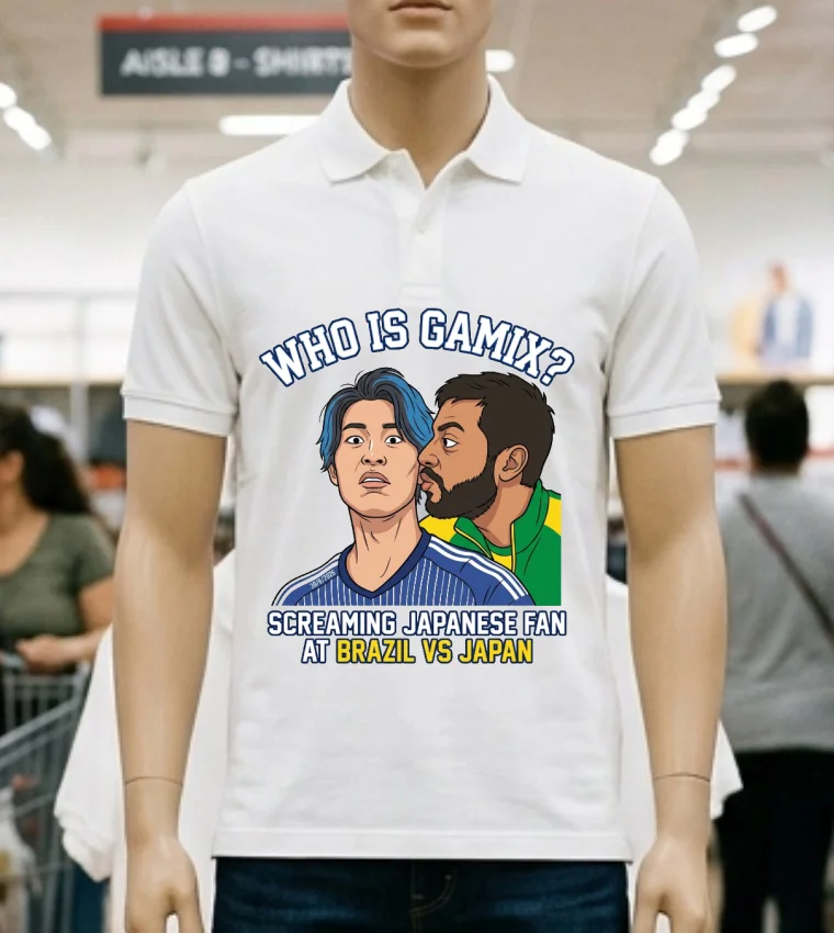 Who Is Gamix The Screaming Japanese Fan At Brazil Vs Japan Match T Shirt - white-t-shirt Who Is Gamix The Screaming Japanese Fan At Brazil Vs Japan Match T Shirt White T Shirt 4