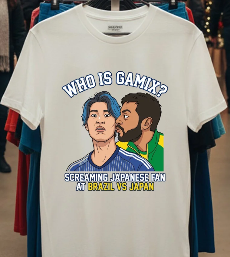 Who Is Gamix The Screaming Japanese Fan At Brazil Vs Japan Match T Shirt White T Shirt