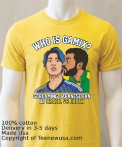 Who Is Gamix The Screaming Japanese Fan At Brazil Vs Japan Match T Shirt