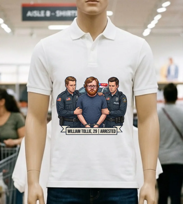 William Tollie, 29, Of Bristol, Virginia, Was Arrested By Police T Shirt - white-t-shirt William Tollie 29 Of Bristol Virginia Was Arrested By Police T Shirt White T Shirt 2