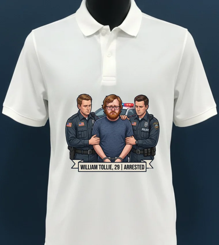William Tollie, 29, Of Bristol, Virginia, Was Arrested By Police T Shirt - white-t-shirt William Tollie 29 Of Bristol Virginia Was Arrested By Police T Shirt White T Shirt 3