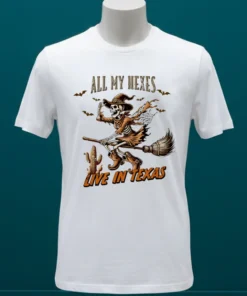 Witch Skeleton All My Hexes Live In Texas Shirt