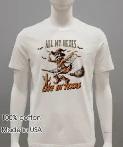 Witch Skeleton All My Hexes Live In Texas Shirt