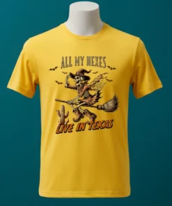 Witch Skeleton All My Hexes Live In Texas Shirt