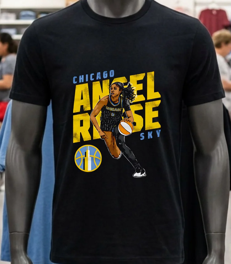 Wnba Angel Reese Chicago Sky Slant Shirt Balck Shirt