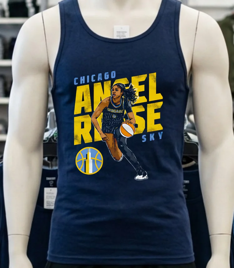 Wnba Angel Reese Chicago Sky Slant Shirt Navy Shirt