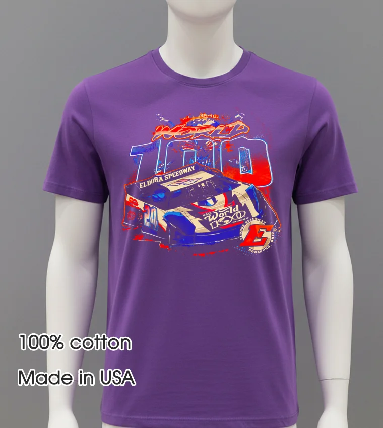 World 100 Eldora Speedway Graphic Shirt - purple-shirt World 100 Eldora Speedway Graphic Shirt Purple Shirt