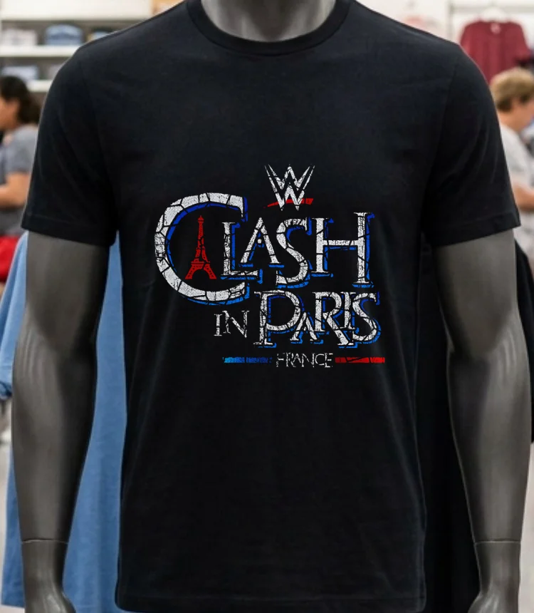 Wwe Clash In Paris 2025 France Retro Shirt - balck-shirt Wwe Clash In Paris 2025 France Retro Shirt Balck Shirt