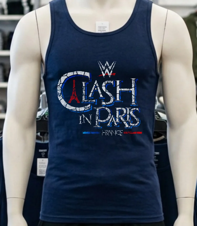 Wwe Clash In Paris 2025 France Retro Shirt - navy-shirt Wwe Clash In Paris 2025 France Retro Shirt Navy Shirt