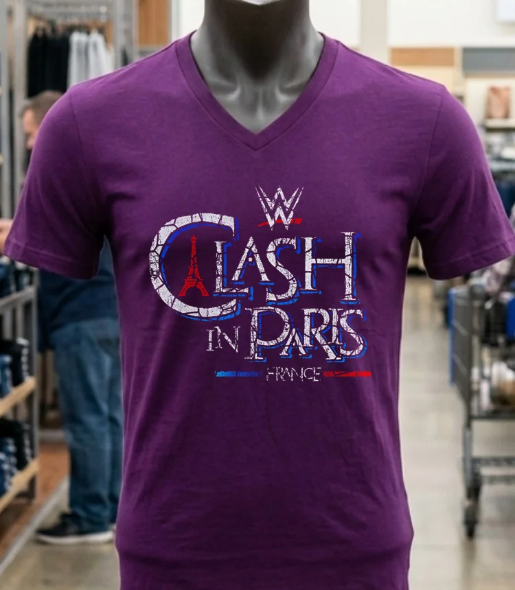Wwe Clash In Paris 2025 France Retro Shirt - purple-shirt Wwe Clash In Paris 2025 France Retro Shirt Purple Shirt 1