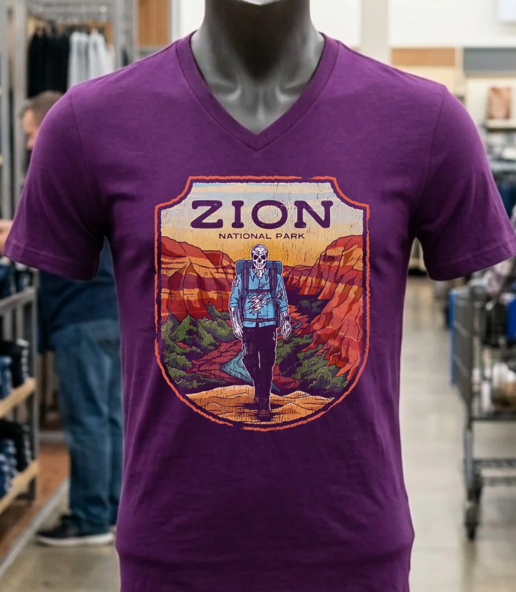 Zion National Park Male Skeleton Shirt - purple-shirt Zion National Park Male Skeleton Shirt Purple Shirt 1