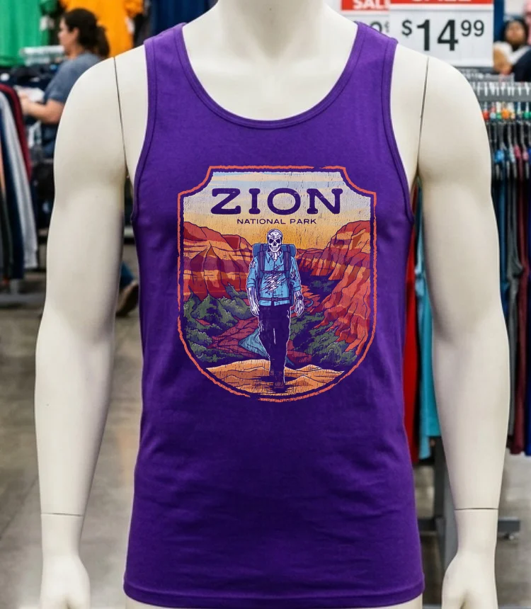 Zion National Park Male Skeleton Shirt - purple-shirt Zion National Park Male Skeleton Shirt Purple Shirt